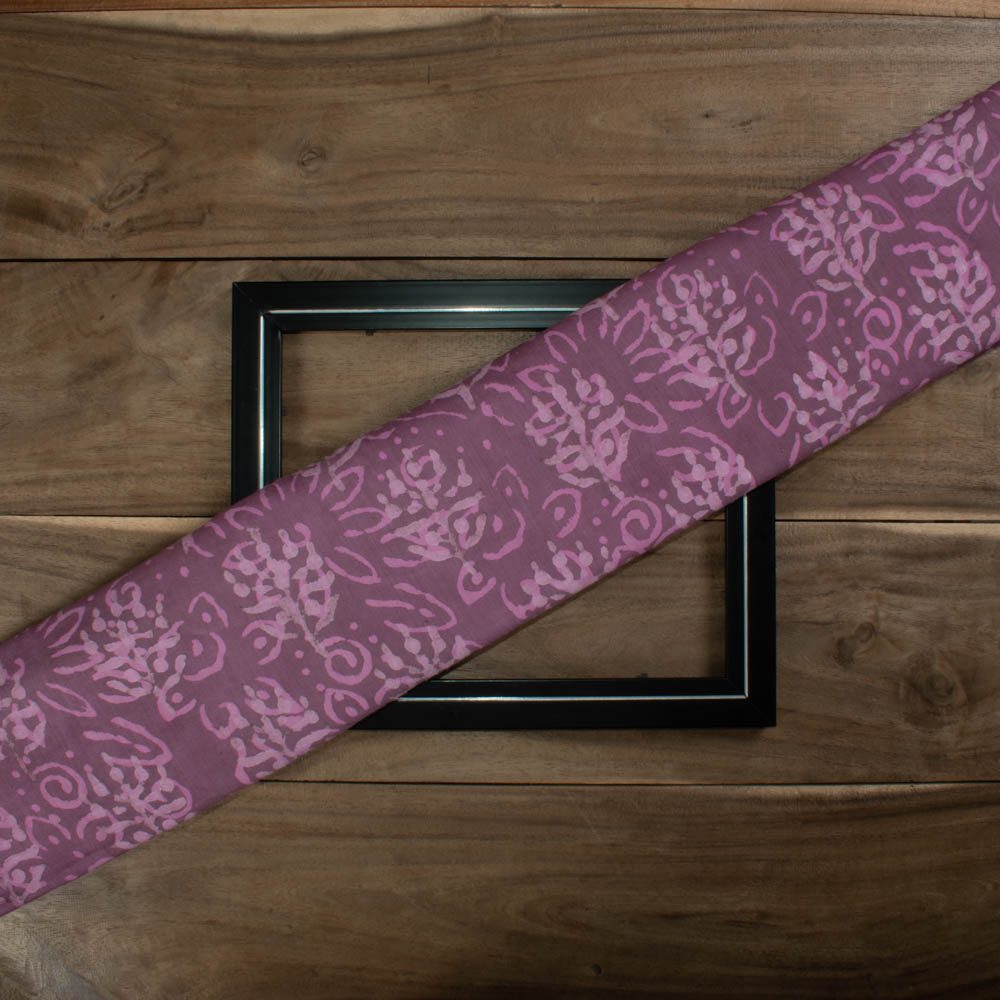 Natural Lac Dyed With Natural Pink White Block Print 103 GSM Pure Organic Khadi Handwoven fabric