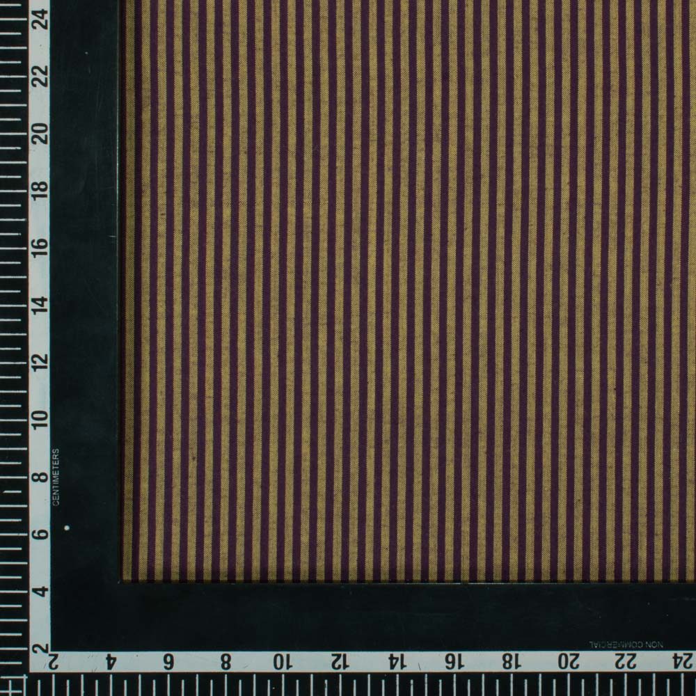 Stripe Yellow Brown Pure Cotton 95 GSM Handwoven Fabric