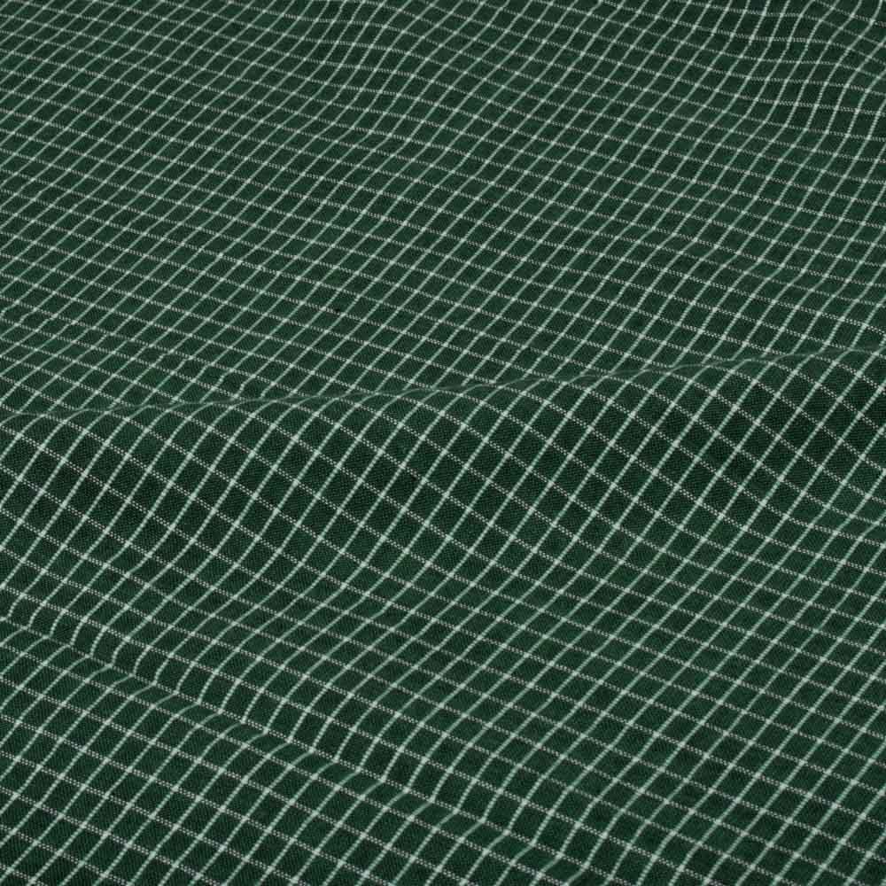 Check Green White Pure Cotton 105 GSM Handwoven Fabric 653