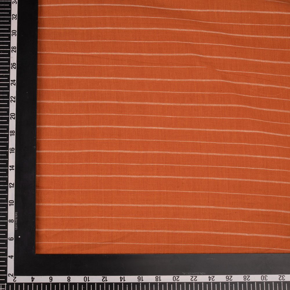 PINSTRIPE TANGERINE PURE COTTON 92 GSM HANDWOVEN FABRIC