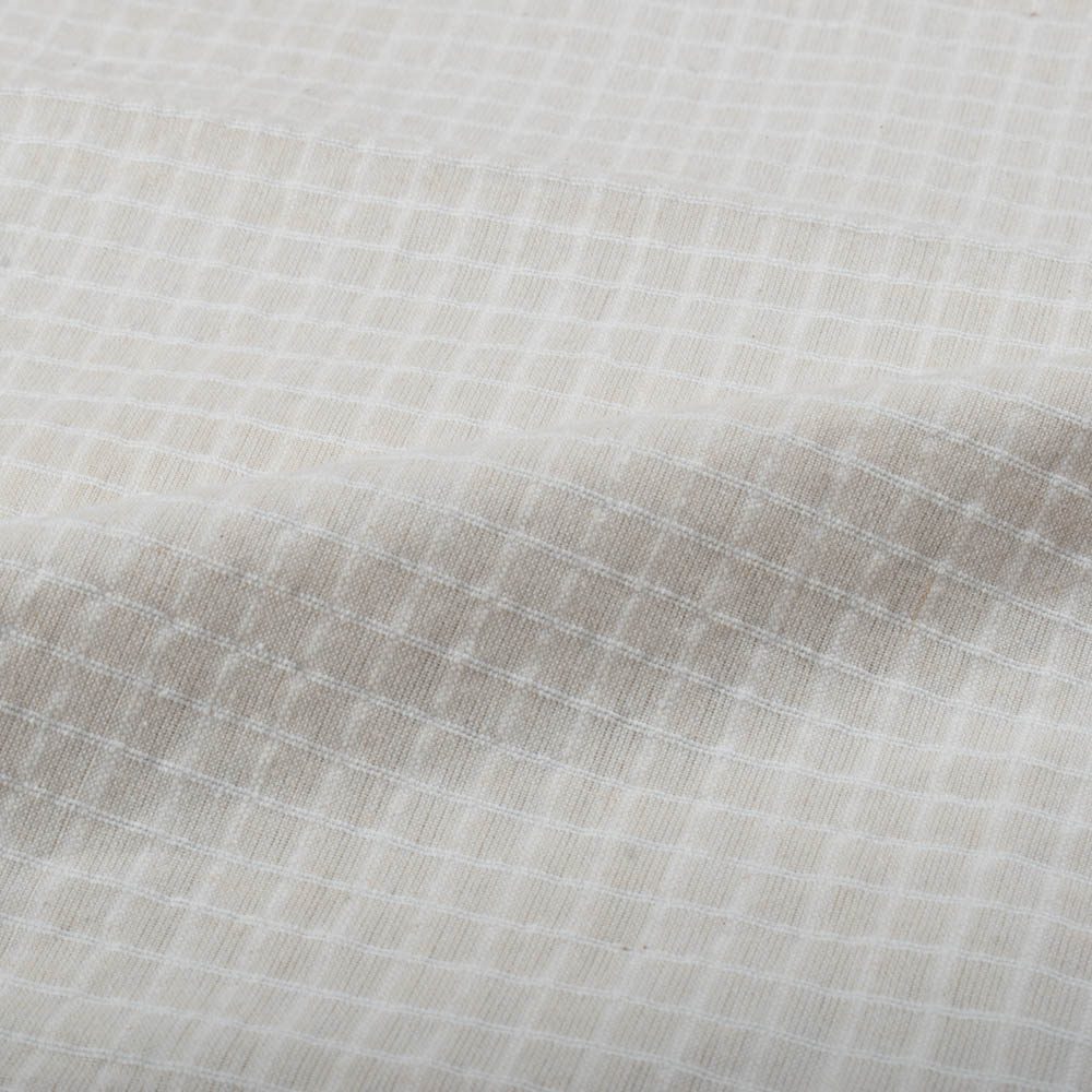 CHECK CREAM PURE COTTON 97 GSM HANDWOVEN FABRIC