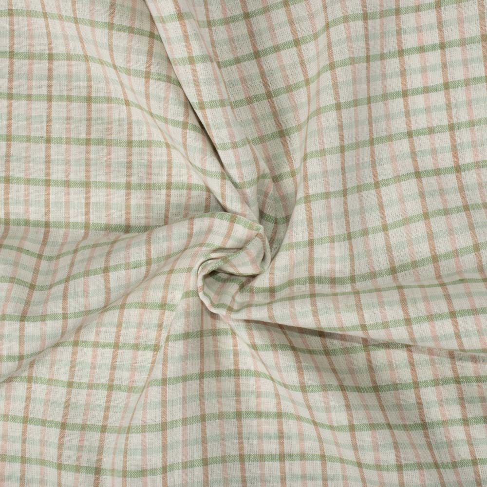 Check Multicolor Linen Cotton 130 GSM Handwoven Fabric 19