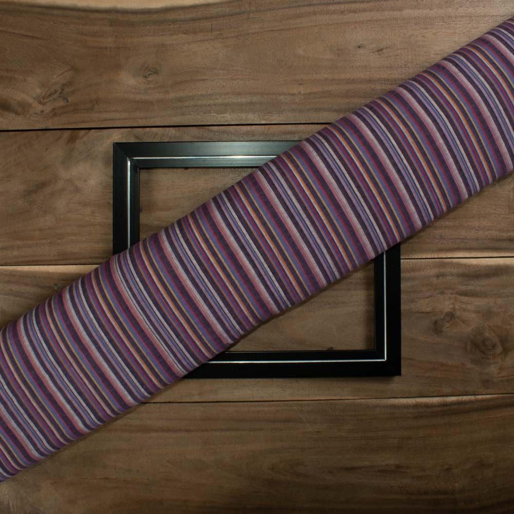 Stripe Multicolor Pure Cotton 100 GSM Handwoven Fabric 08