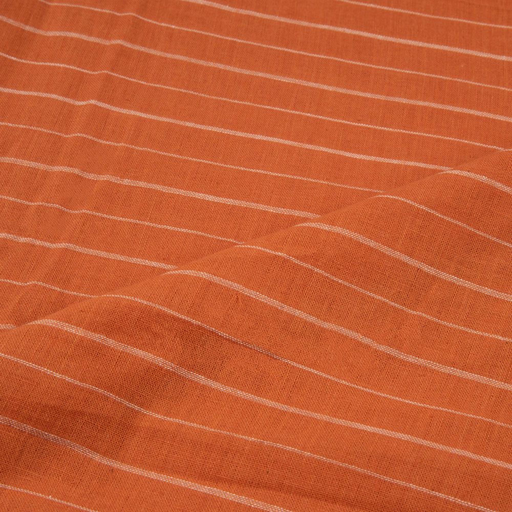 PINSTRIPE TANGERINE PURE COTTON 92 GSM HANDWOVEN FABRIC
