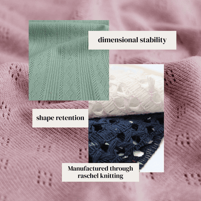 Raschel knitting process showing warp yarns forming stable knit fabric structure