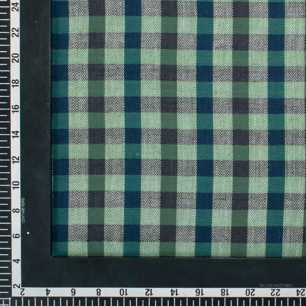 Herringbone Check Multicolor Khadi Cotton 105 GSM Handwoven Fabric 72