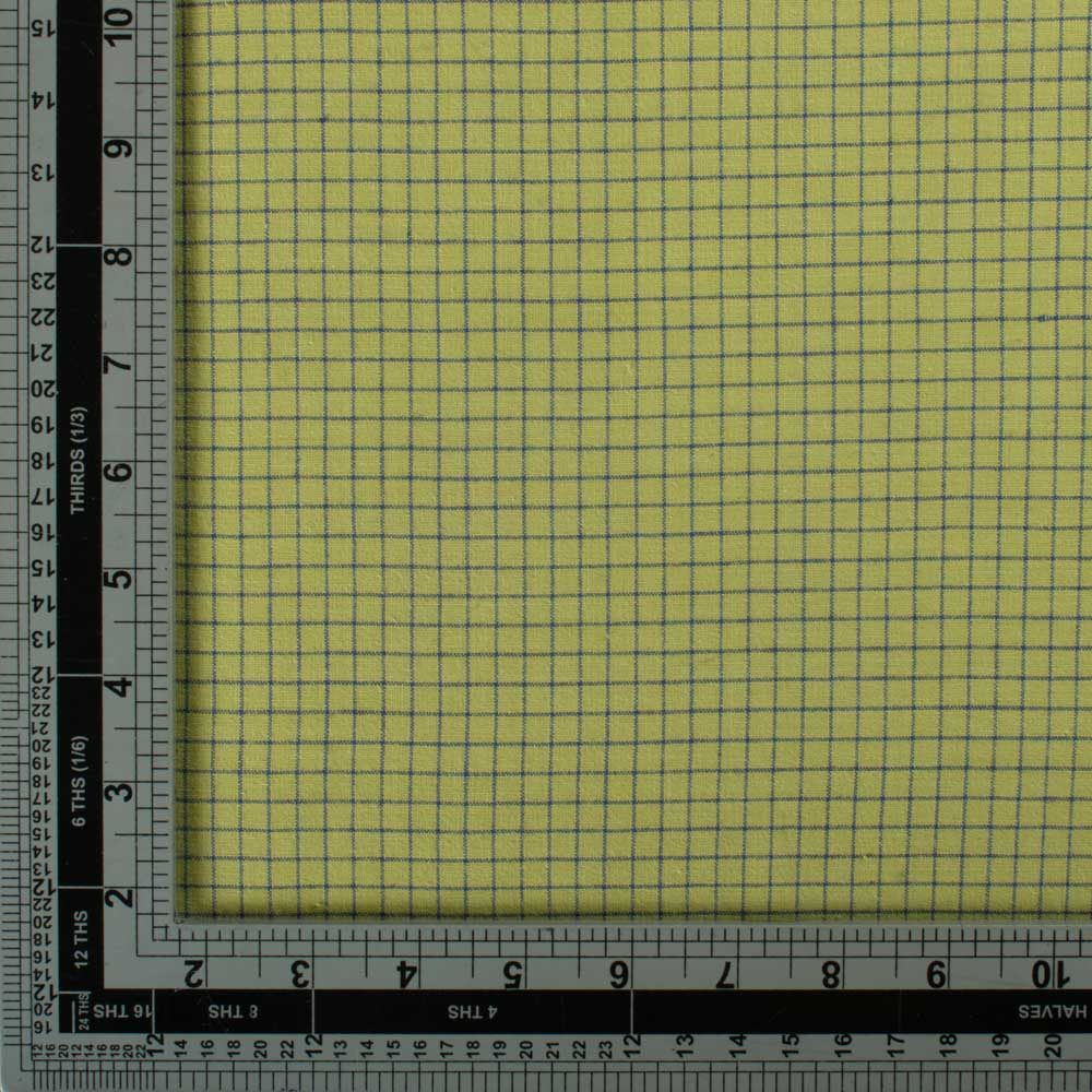 Check Blue Yellow Based Pure Cotton 100 GSM Handwoven Fabric