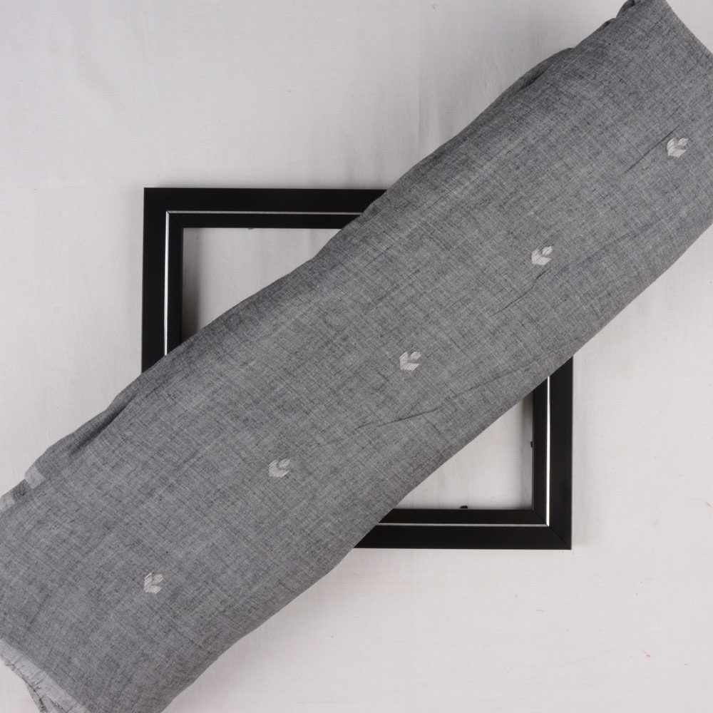 Geometric Grey Jamdani Pure Handwoven Cotton 55 GSM Fabric