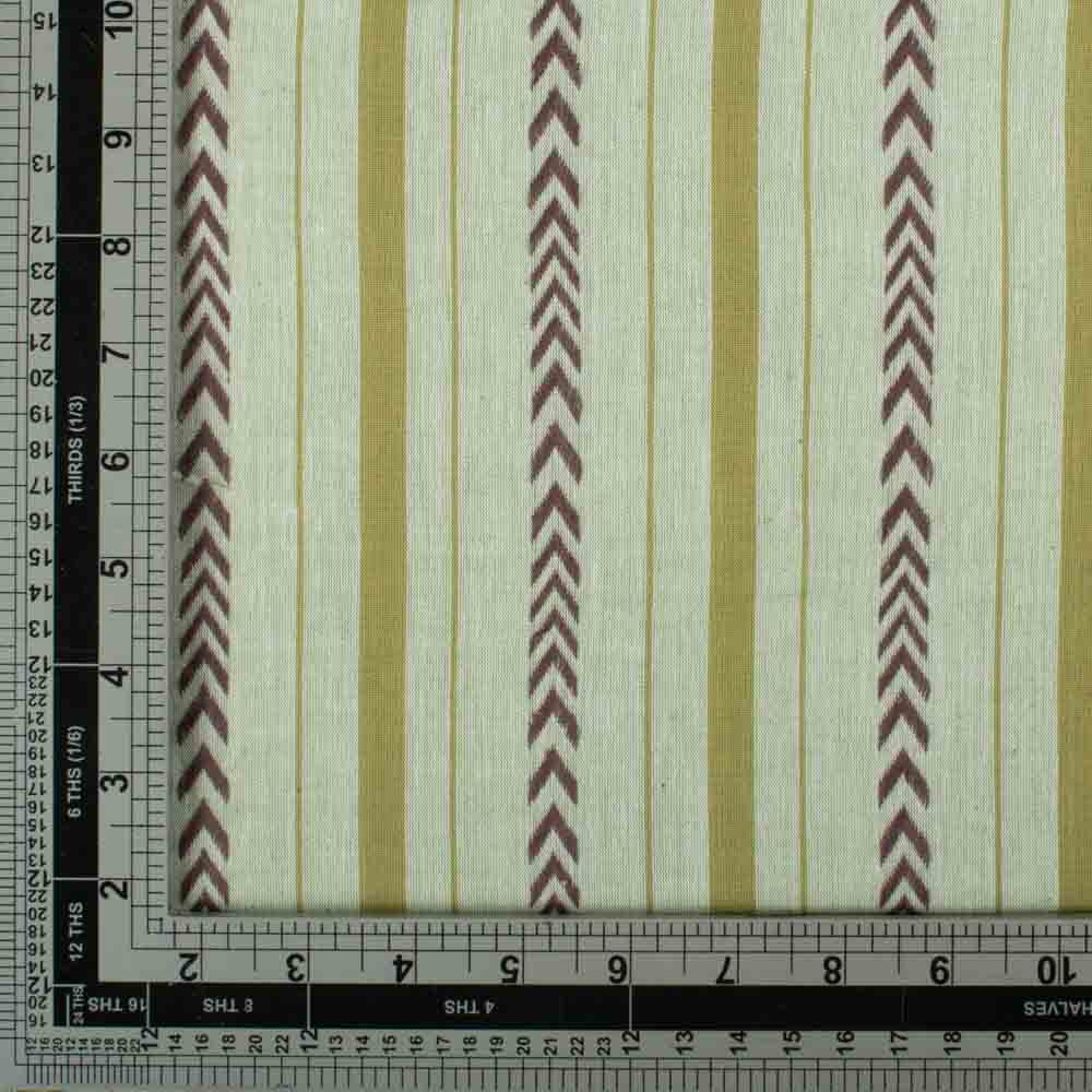 Stripe Green Chevron Extra Warp 100 GSM Pure Cotton Jacquard Fabric