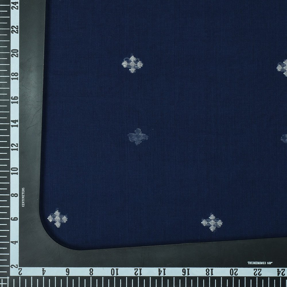 Geometric Blue Jamdani Pure Cotton 50 GSM Handwoven Fabric