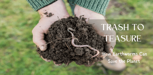 Hand full of soil and earthworm