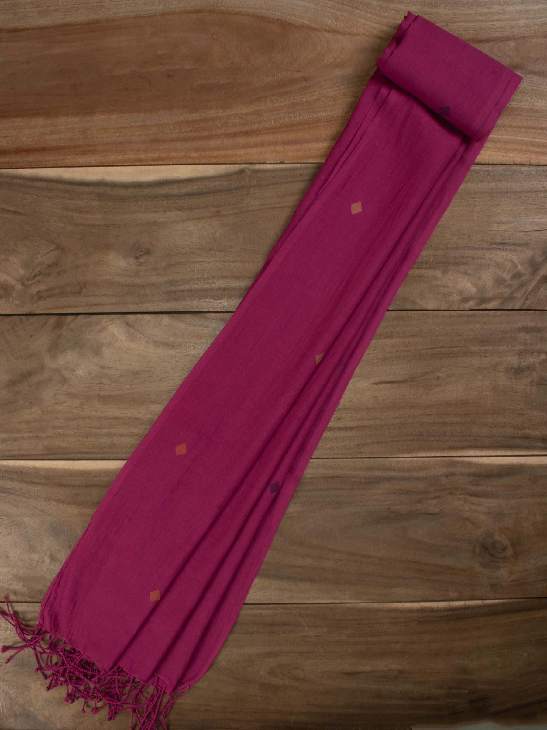 Geometric Redish Pink Jamdani Handwoven Pure Cotton Scarf 15