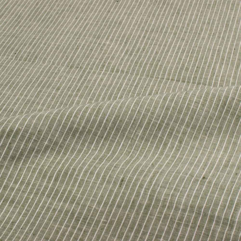 Stripe Olive Pure Cotton 65 gsm Handwoven Fabric
