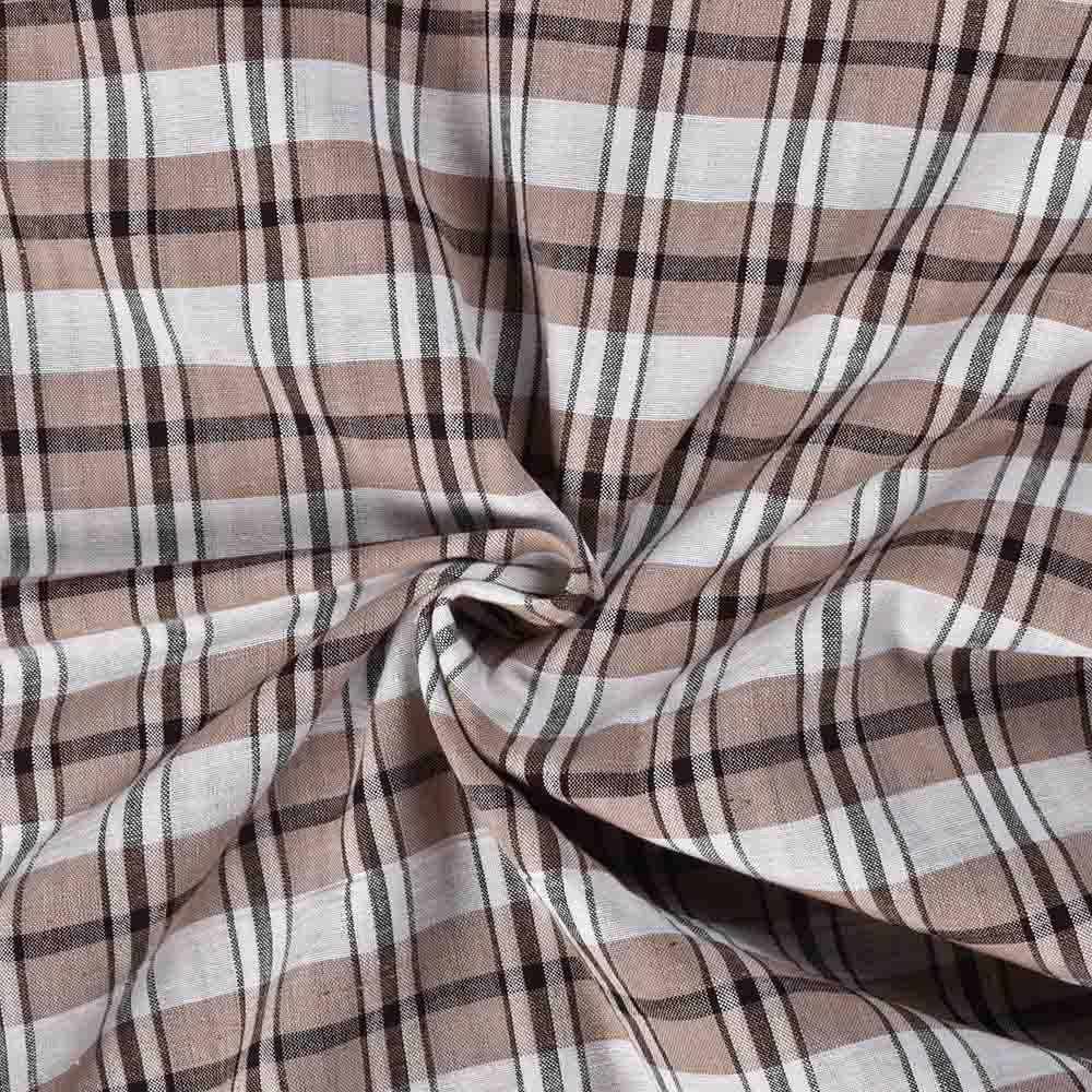 Check White Brown And Black Khadi Cotton 105 GSM Handwoven Fabric