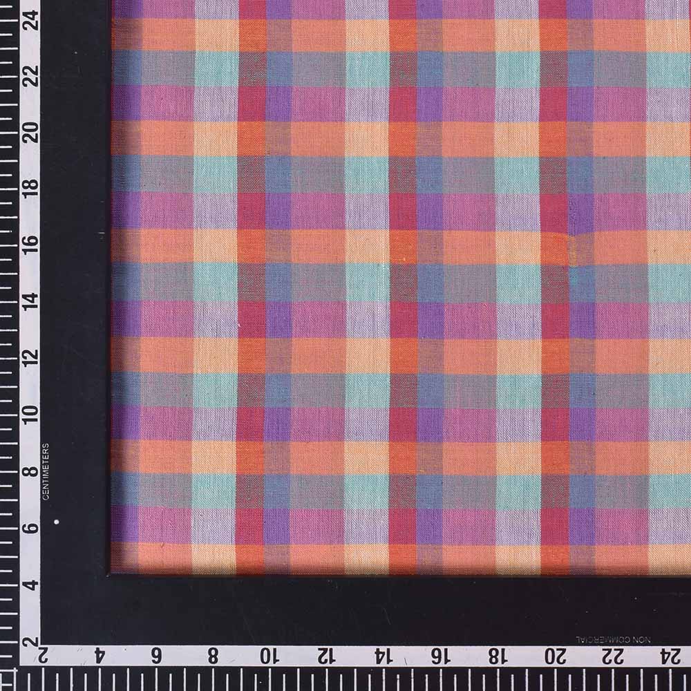 Check Multicolor Pure Cotton 93 GSM Handwoven Fabric 586