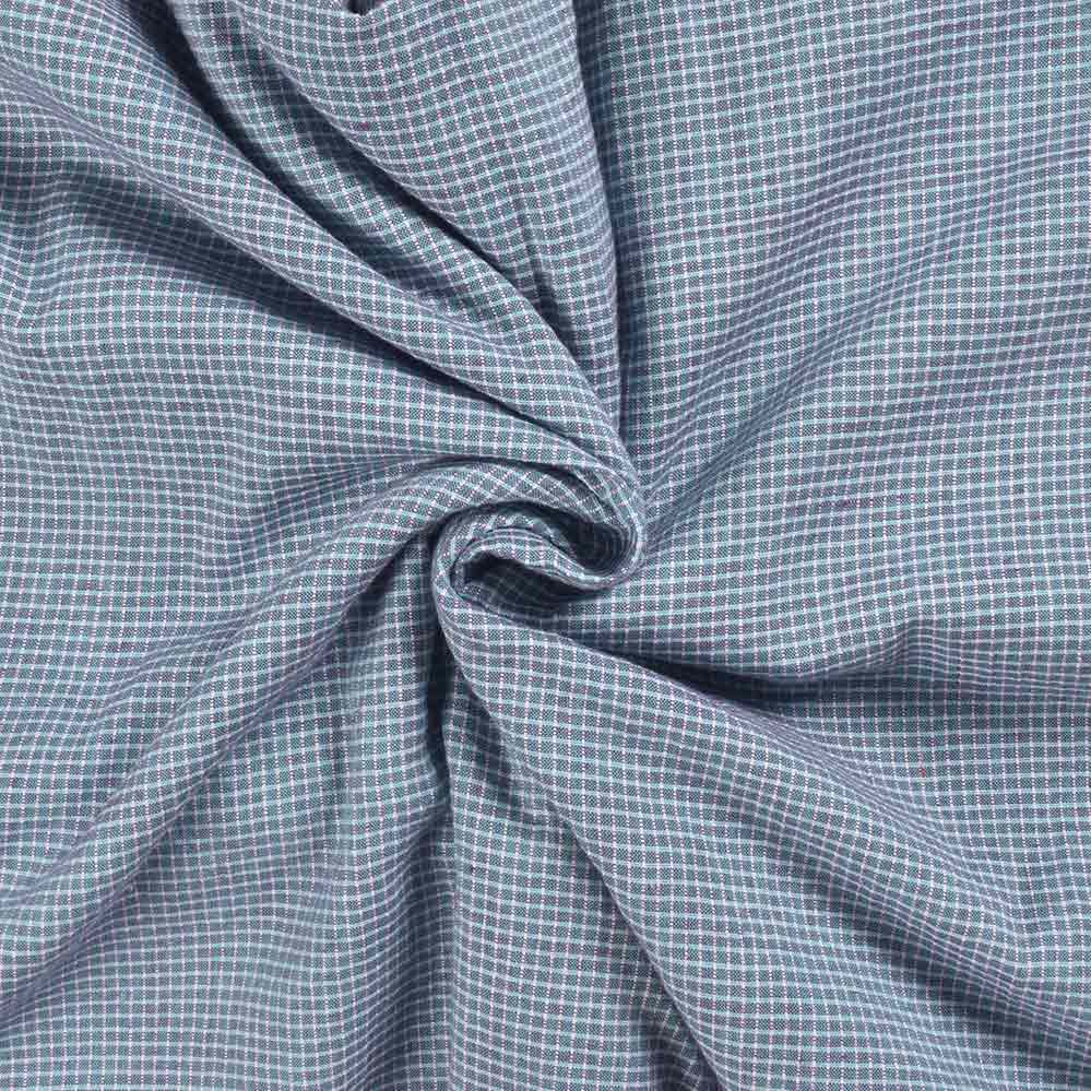 Check Blue & White Pure Cotton 90 GSM Handwoven Fabric D22