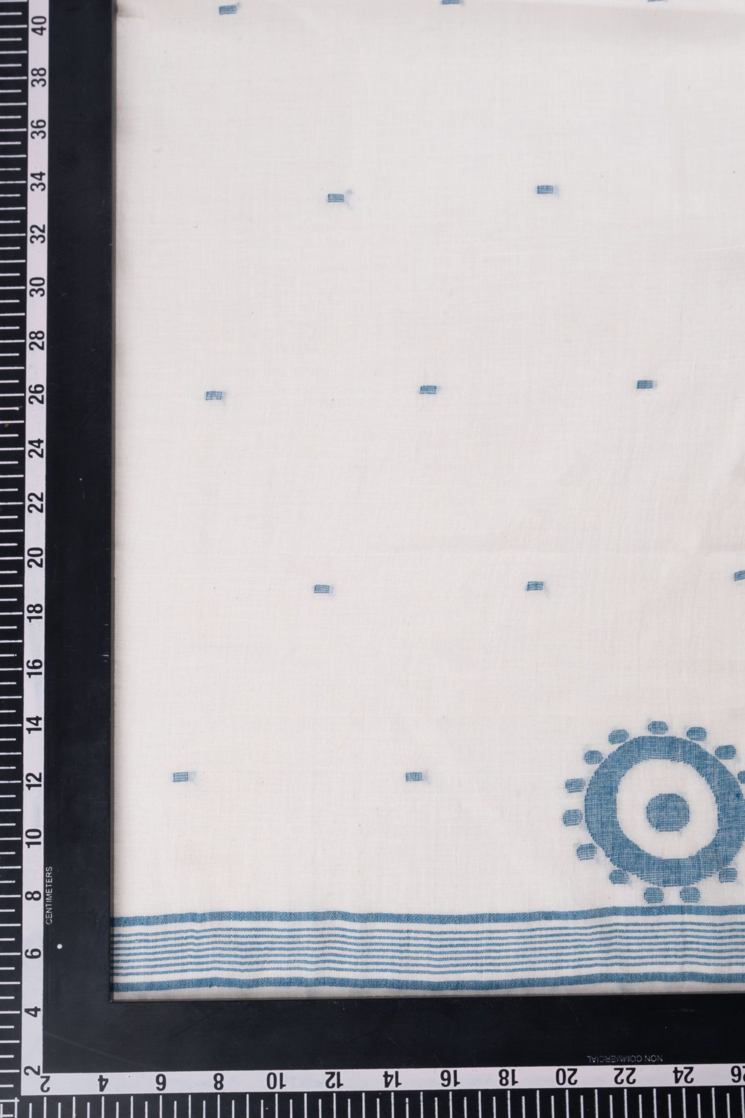 GEOMETRIC STRIPE WHITE JAMDANI HANDWOVEN COTTON SCARF