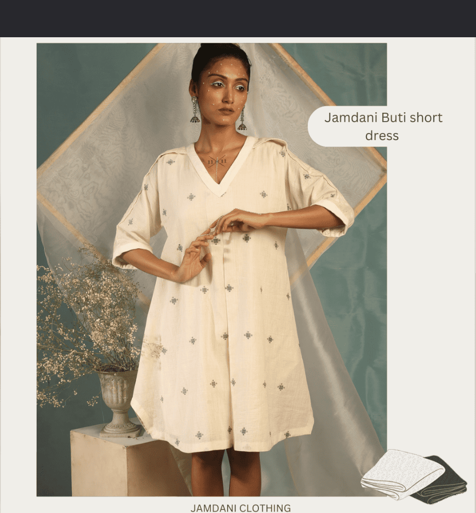 Jamdani Buti Short Dress
