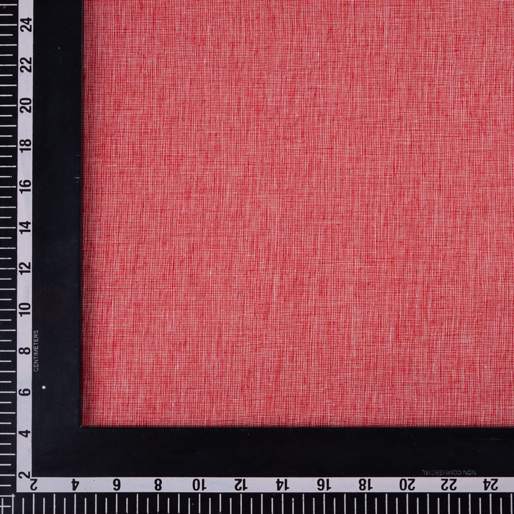 CHAMBRAY RED PURE COTTON 105 GSM HANDWOVEN FABRIC