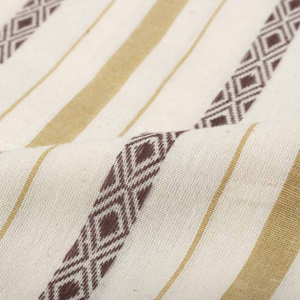 Stripe Cream Diamond Lattice Extra Warp 100 GSM Pure Cotton Jacquard Fabric
