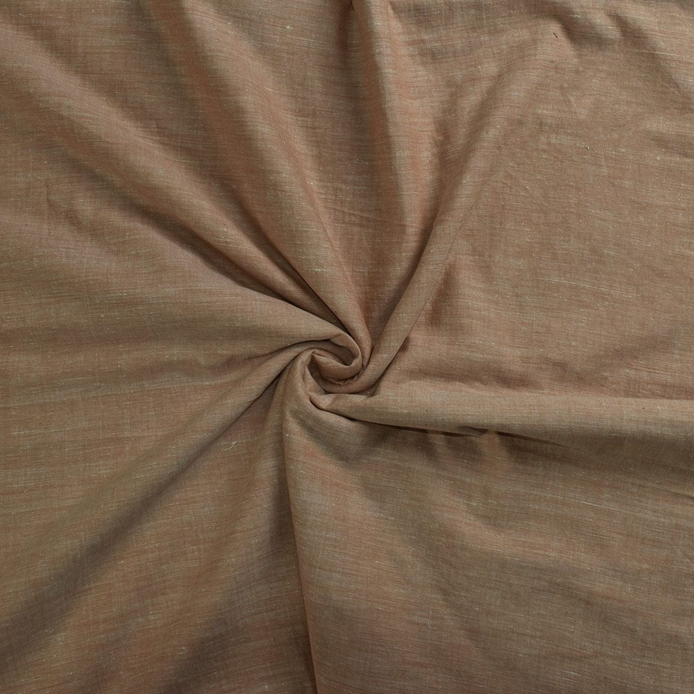 Chambray Light Brown Khadi Cotton 62 GSM Handwoven Fabric