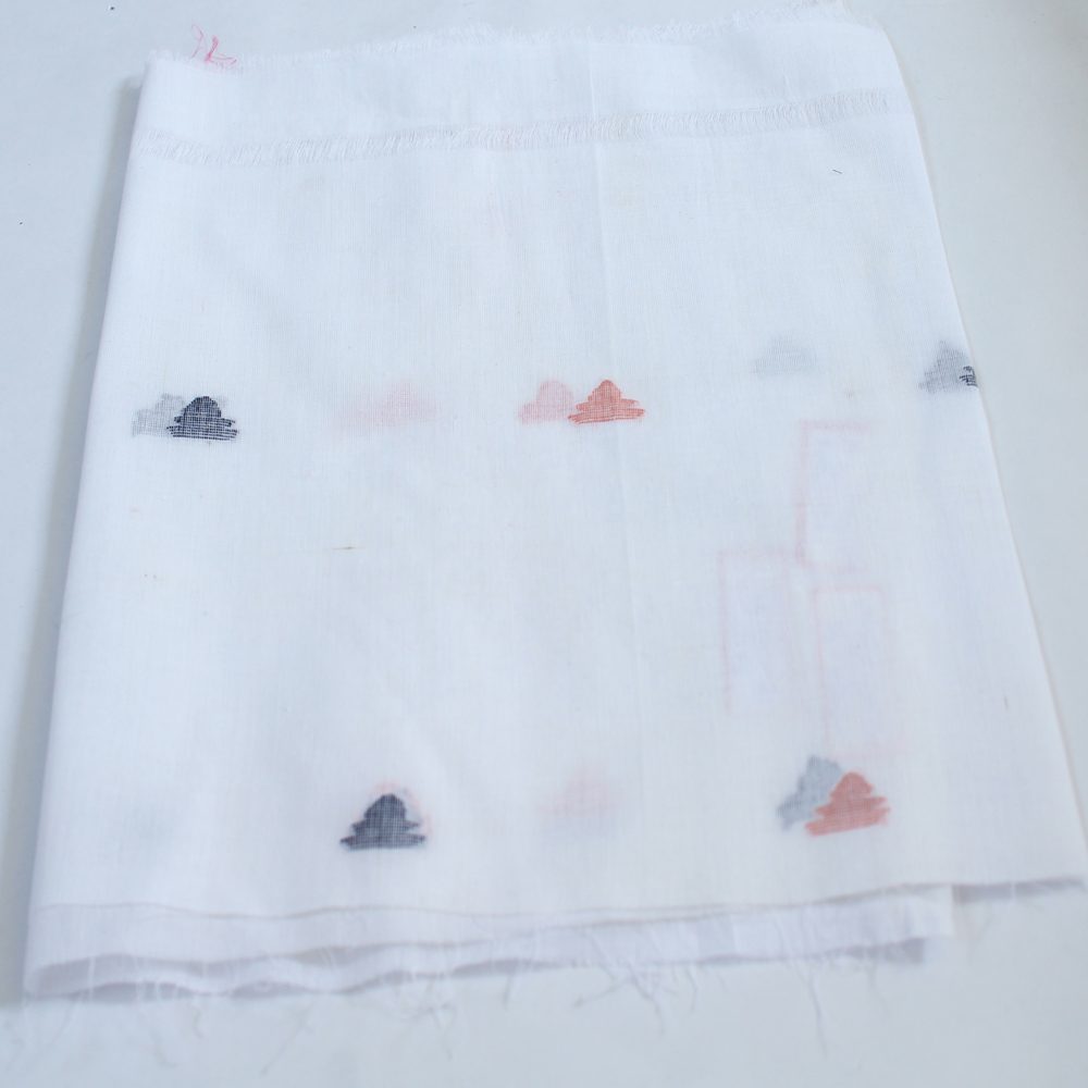 GEOMETRIC WHITE JAMDANI PURE COTTON 55 GSM FABRIC
