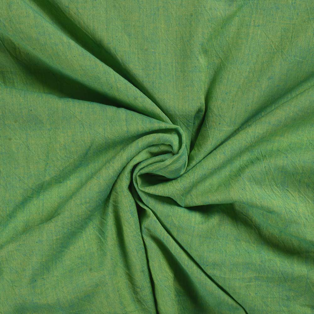 Plain Green Pure Cotton 78 GSM Handwoven Fabric Ak24