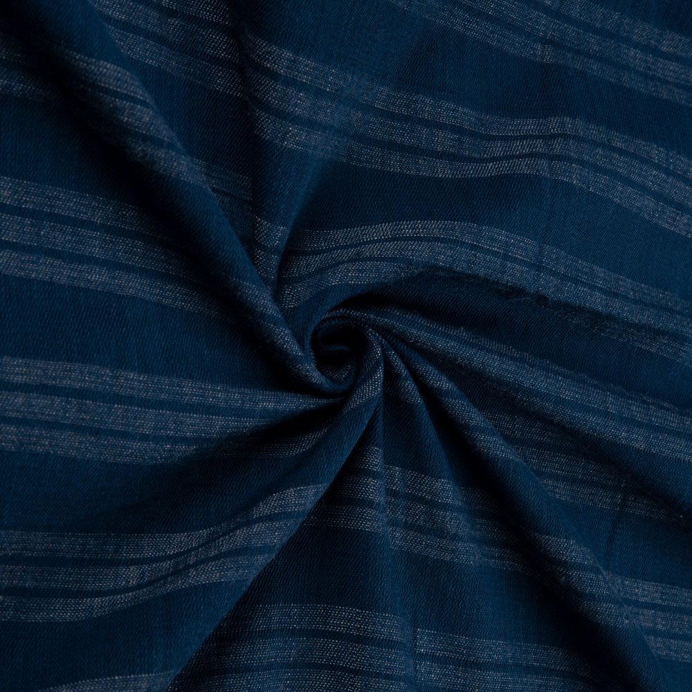 Stripe Denim Twill Navy Pure Cotton 110 GSM Handwoven Fabric