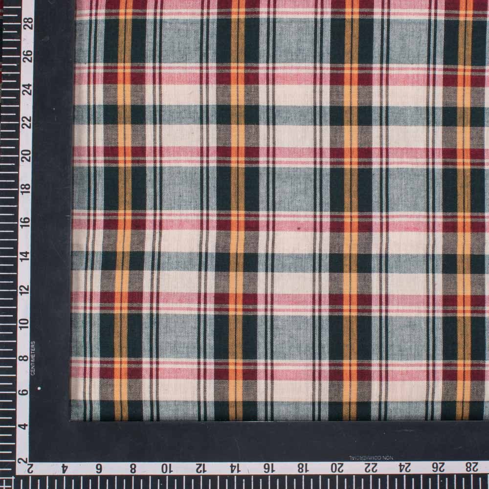 Check Multicolor Pure Cotton 100 GSM Handwoven Fabric 617
