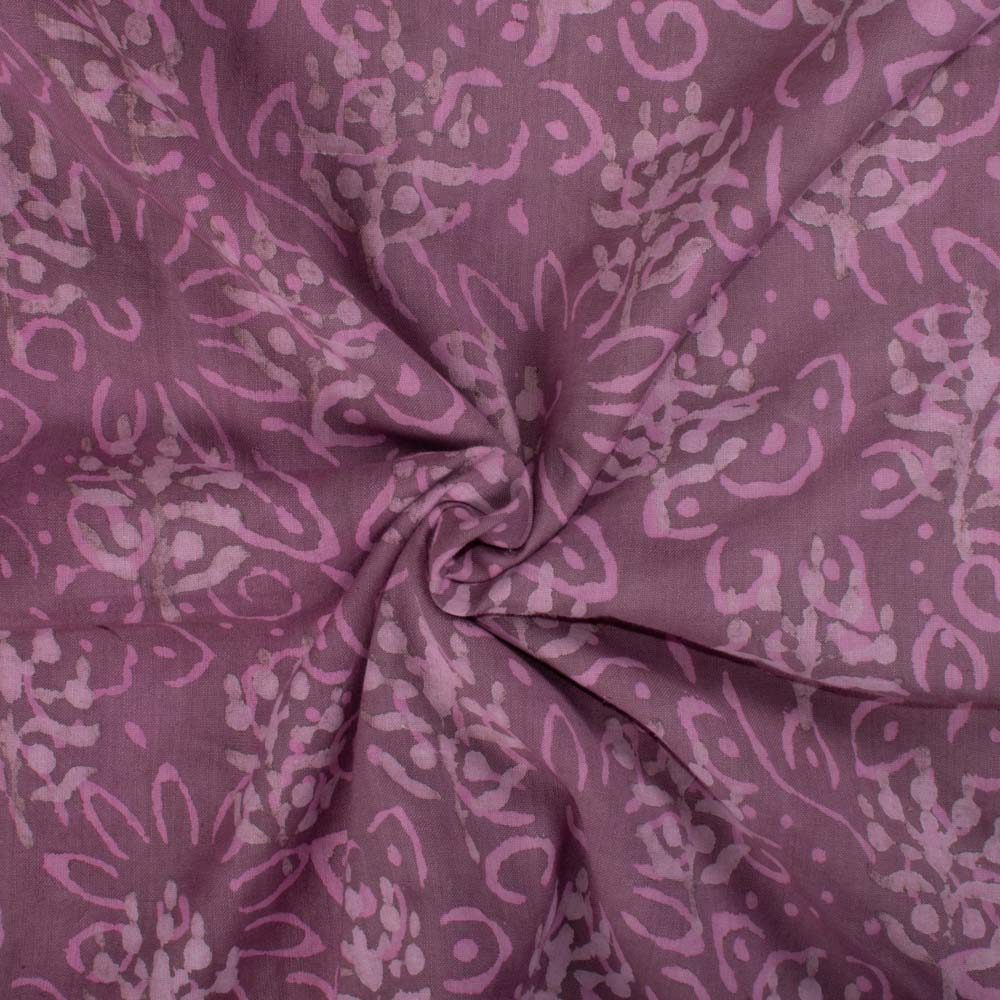 Natural Lac Dyed With Natural Pink White Block Print 103 GSM Pure Organic Khadi Handwoven fabric