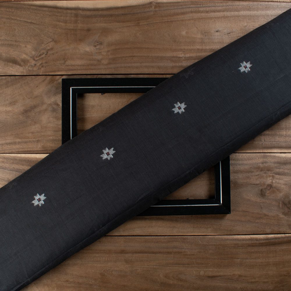 GEOMETRIC MIDNIGHT BLUE JAMDANI PURE COTTON 55 GSM FABRIC 88