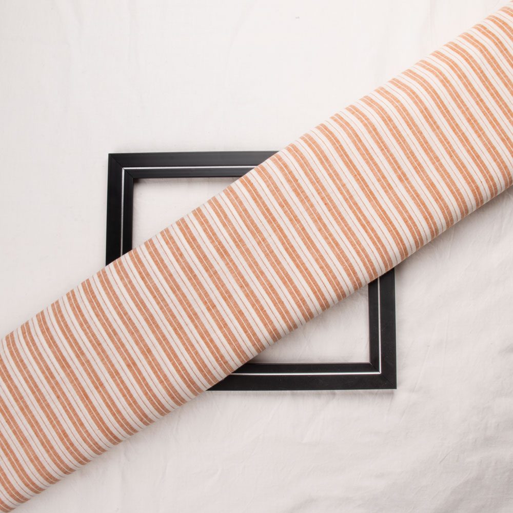 Stripe Brown Pure Cotton 92 GSM Handwoven Fabric