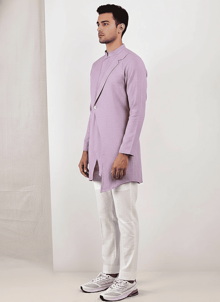 Asymmetric Layered Angrakha Men's Kurta