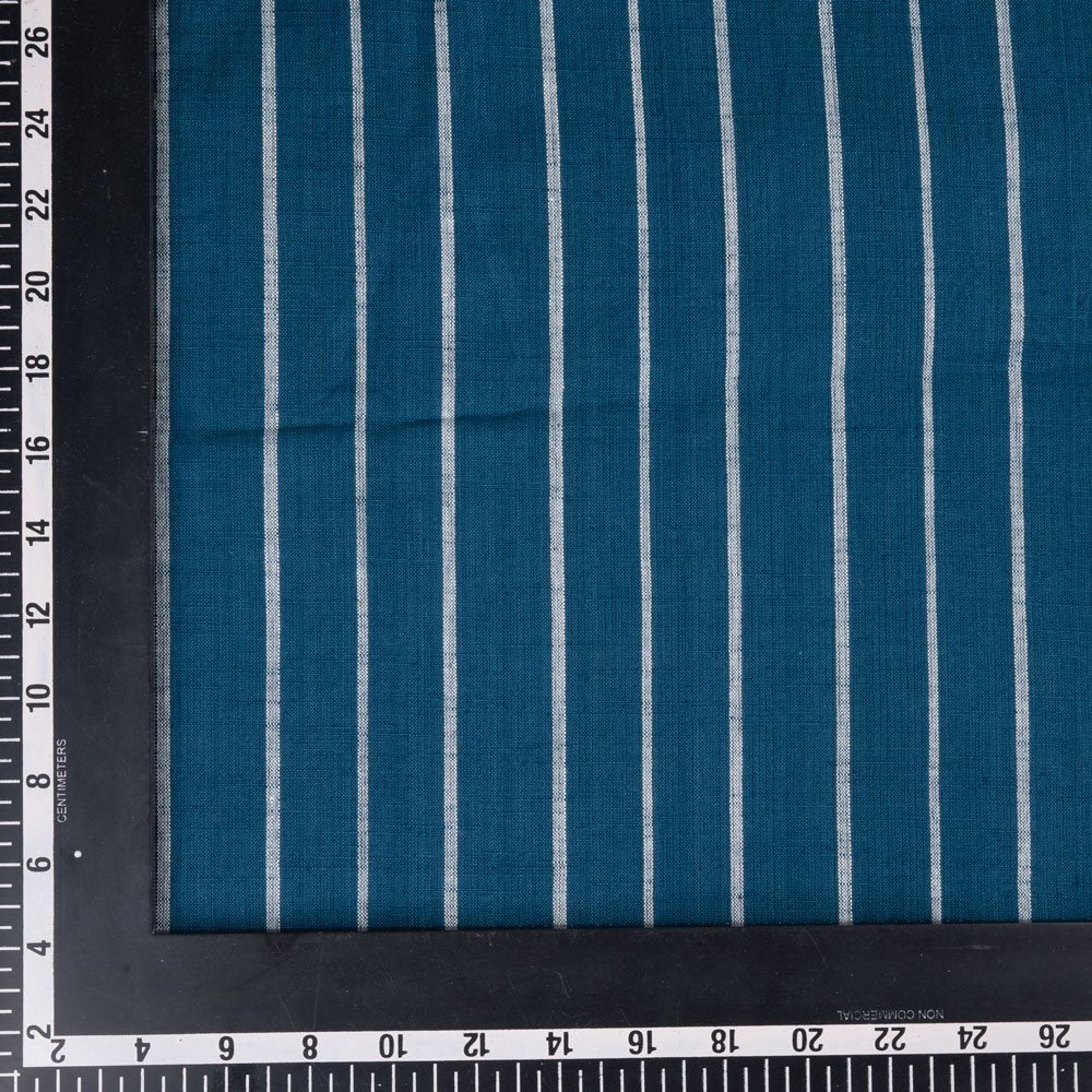 STRIPE BLUE PURE COTTON 109 GSM HANDWOVEN FABRIC