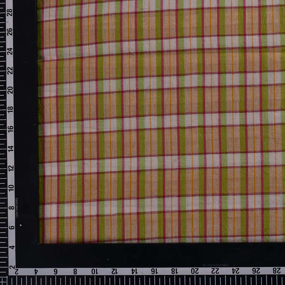 CHECK MULTI COLOR PURE COTTON 60 GSM HANDWOVEN FABRIC 351