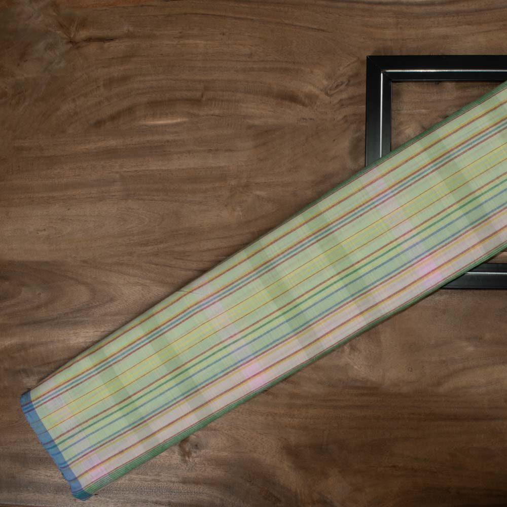 Check Multicolor Pure Cotton 60 GSM Handwoven Fabric