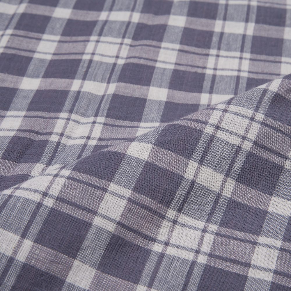 CHECK DUSTY PURPLE PURE COTTON 104 GSM HANDWOVEN FABRIC