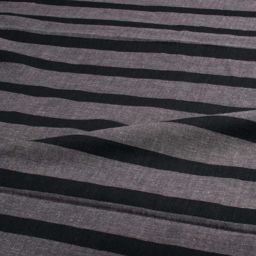 Stripe Grey & Black Pure Cotton 81 GSM Handwoven Fabric
