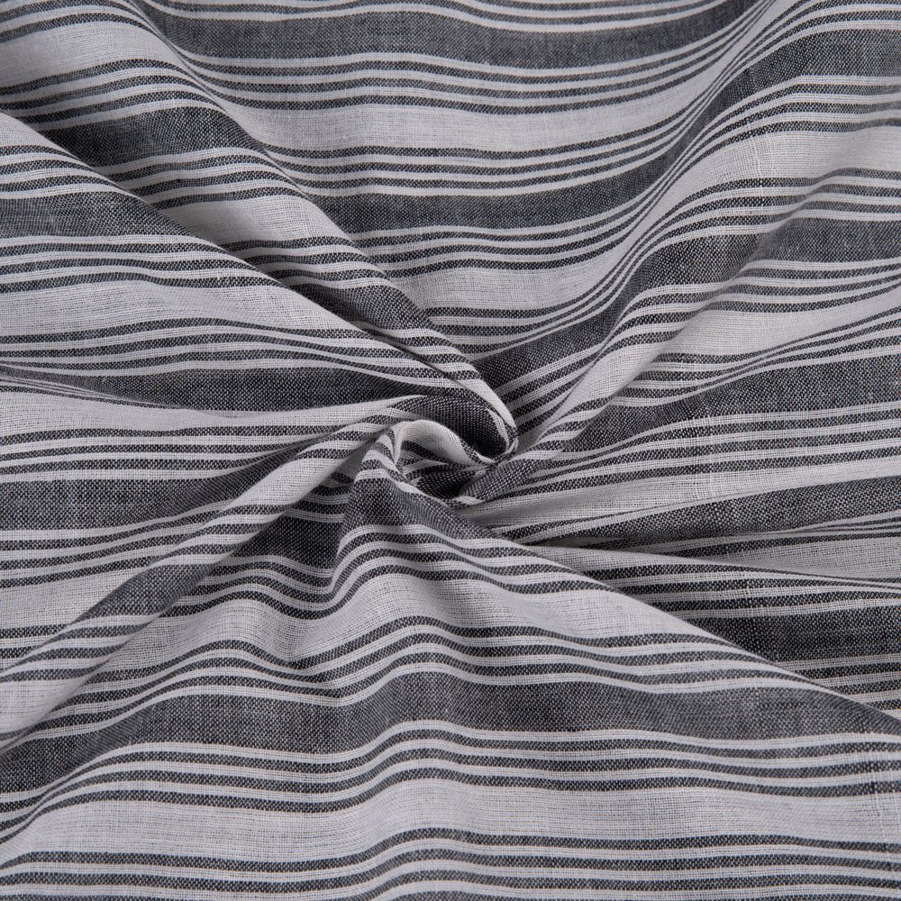 Stripe Black & White Pure Cotton 87 GSM Handwoven Fabric