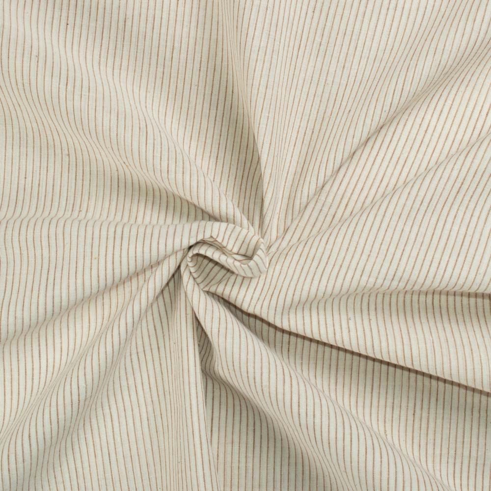 Stripe Cream Brown Pure Cotton 65 GSM Handwoven Fabric 03