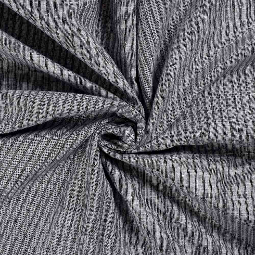 Stripe Grey Khadi Cotton 110 GSM Handwoven Fabric