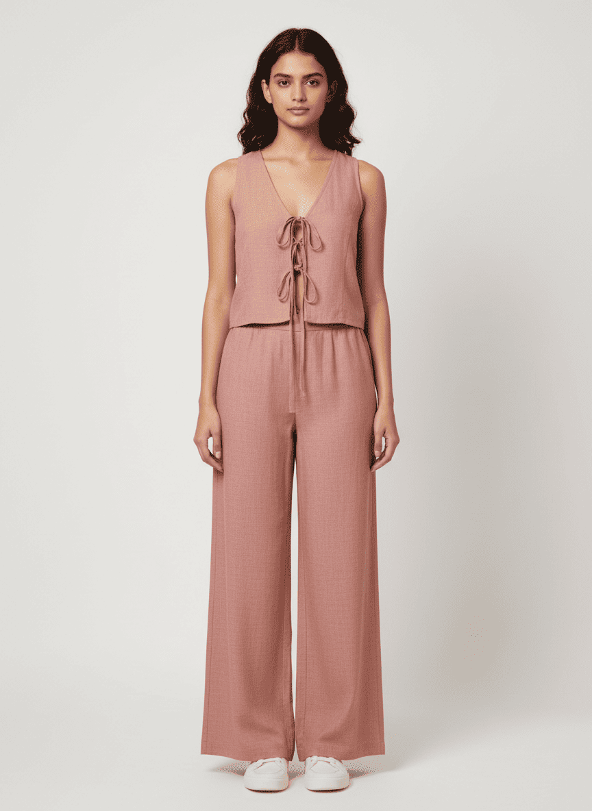 Tie Up Top & Full Pants Co-ord Set