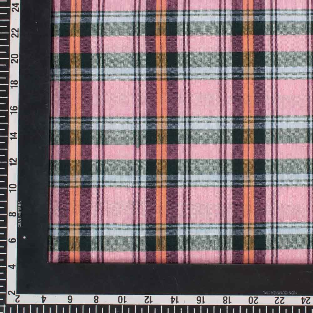 Check Multicolor Pure Cotton 100 GSM Handwoven Fabric 622
