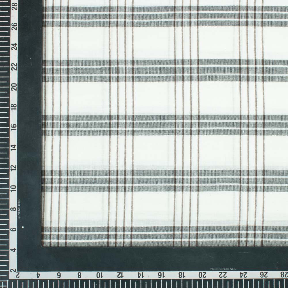 Check White Blue and Black Pure Cotton 105 GSM Handwoven Fabric