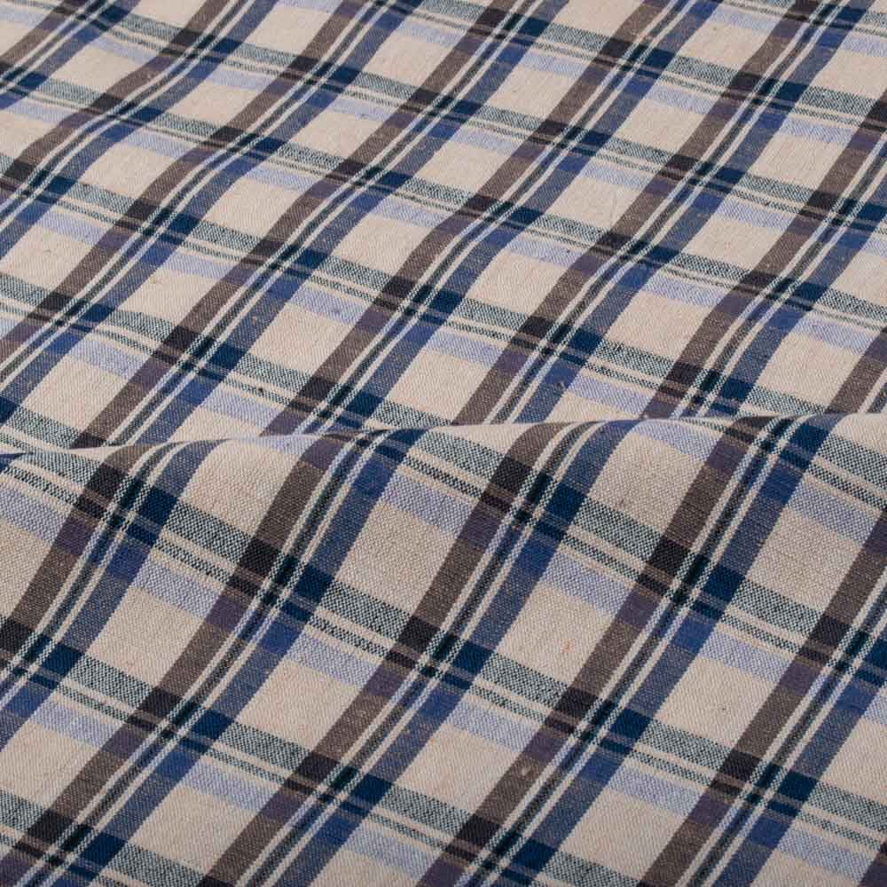 Check Multicolour Cotton Khadi 140 GSM Handwoven Fabric 755