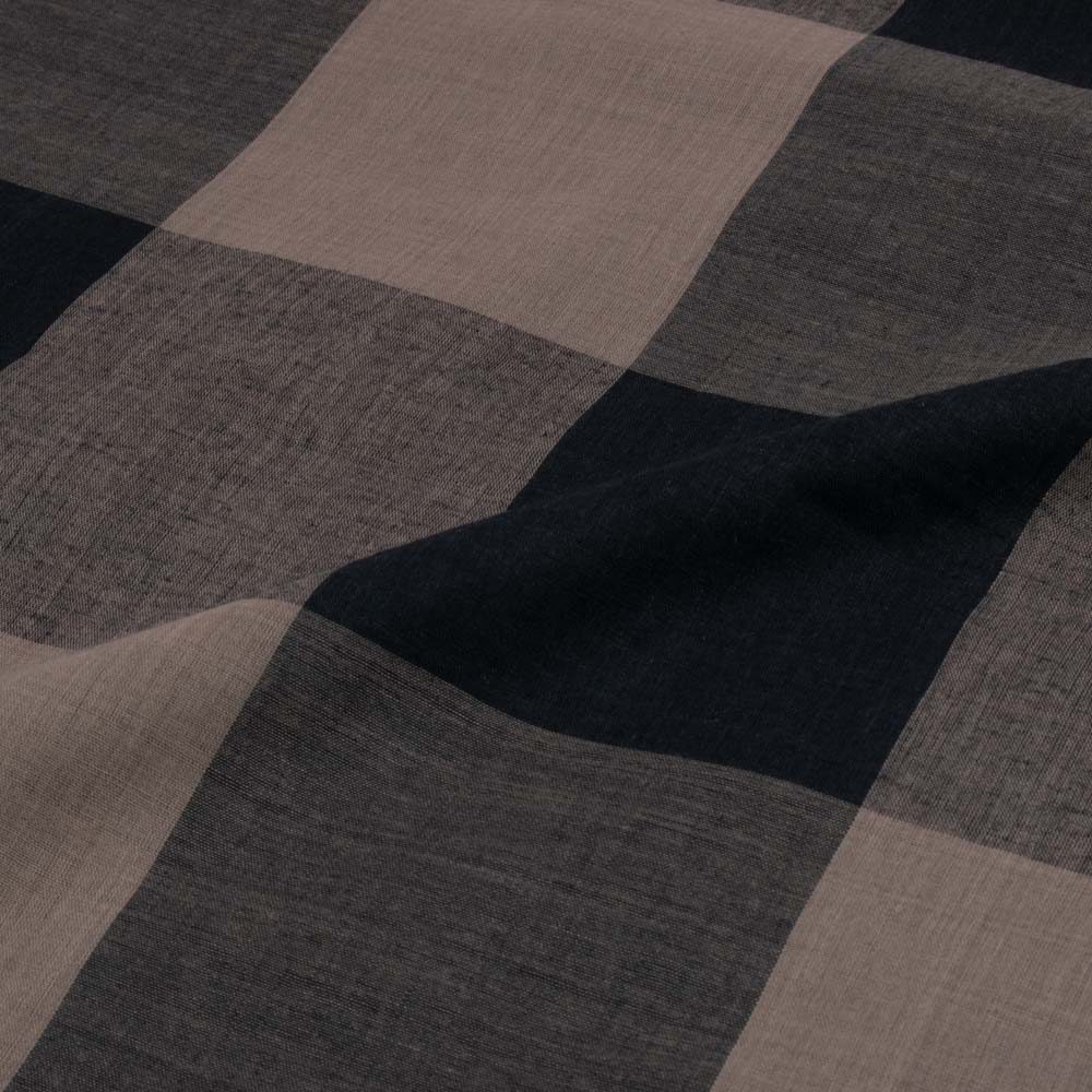 Check Grey Black Pure Cotton 70 GSM Handwoven Fabric
