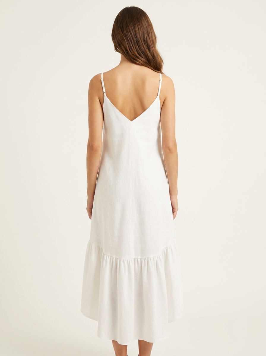 High Low Gathered Dress With Spaghetti Straps