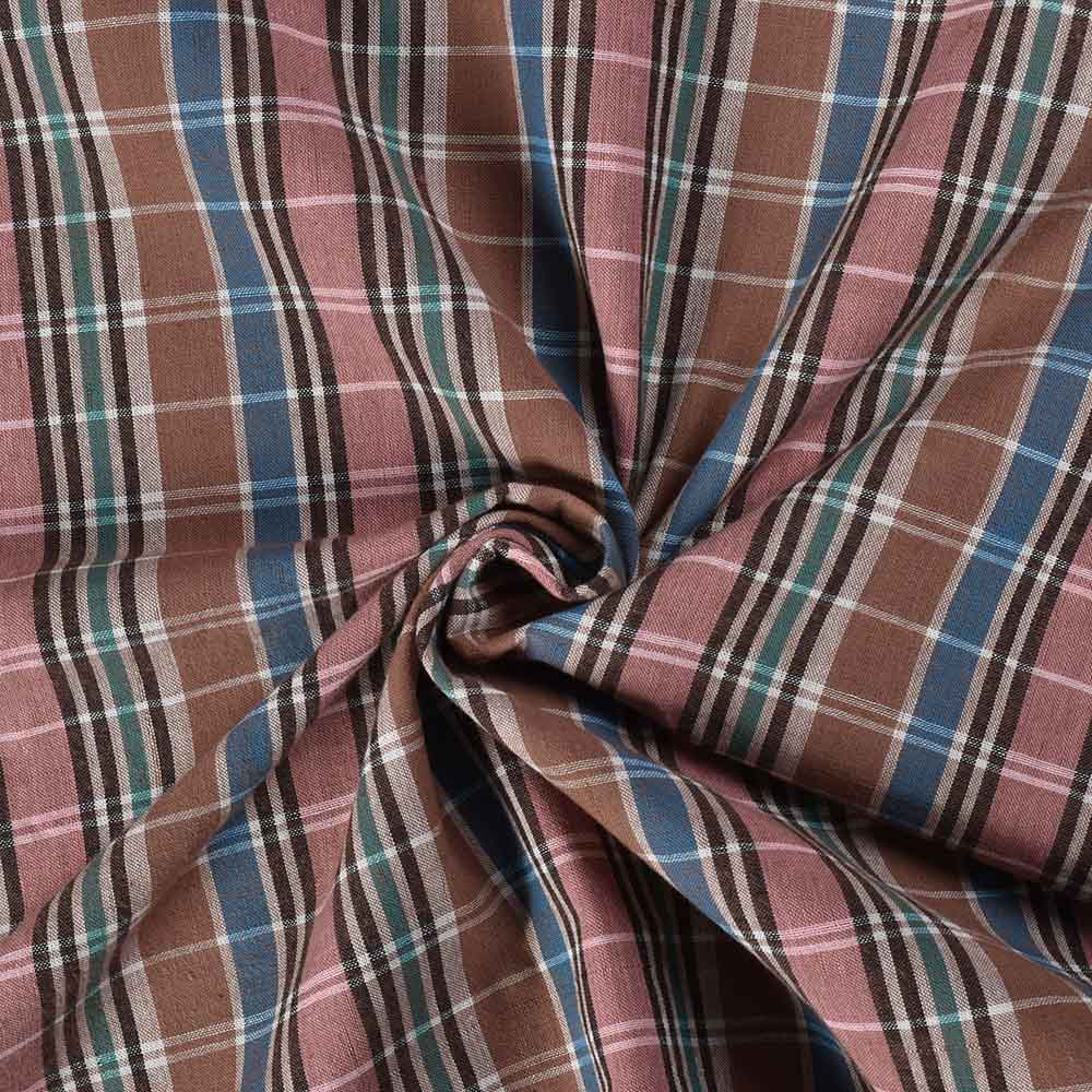 Check Multicolor Pure Cotton 90 GSM Handwoven Fabric 545