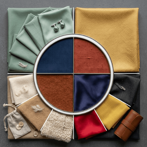 Color theory in fashion with coordinated fabric shades