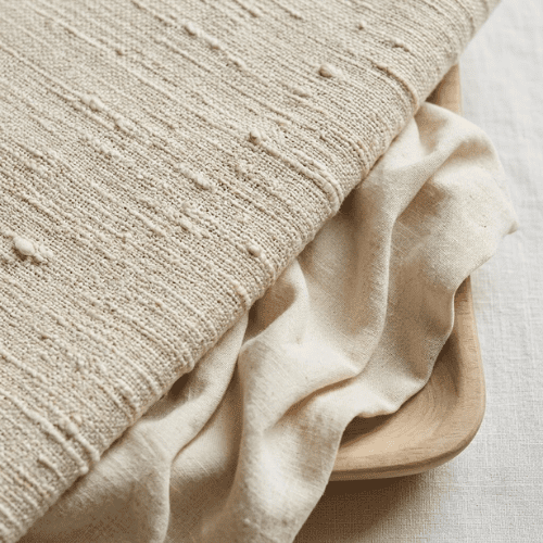 Close-up of Khadi cotton weave texture and drape 